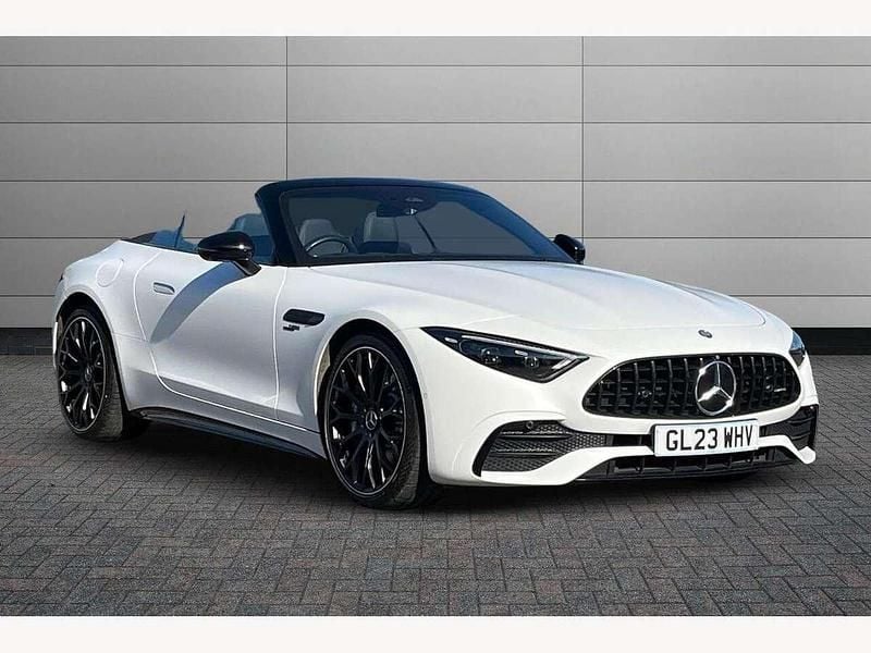 Opalite white magno Used 2023 Mercedes SL43 AMG Premium Plus Cabriolet | £74,450 - Image 1/4
