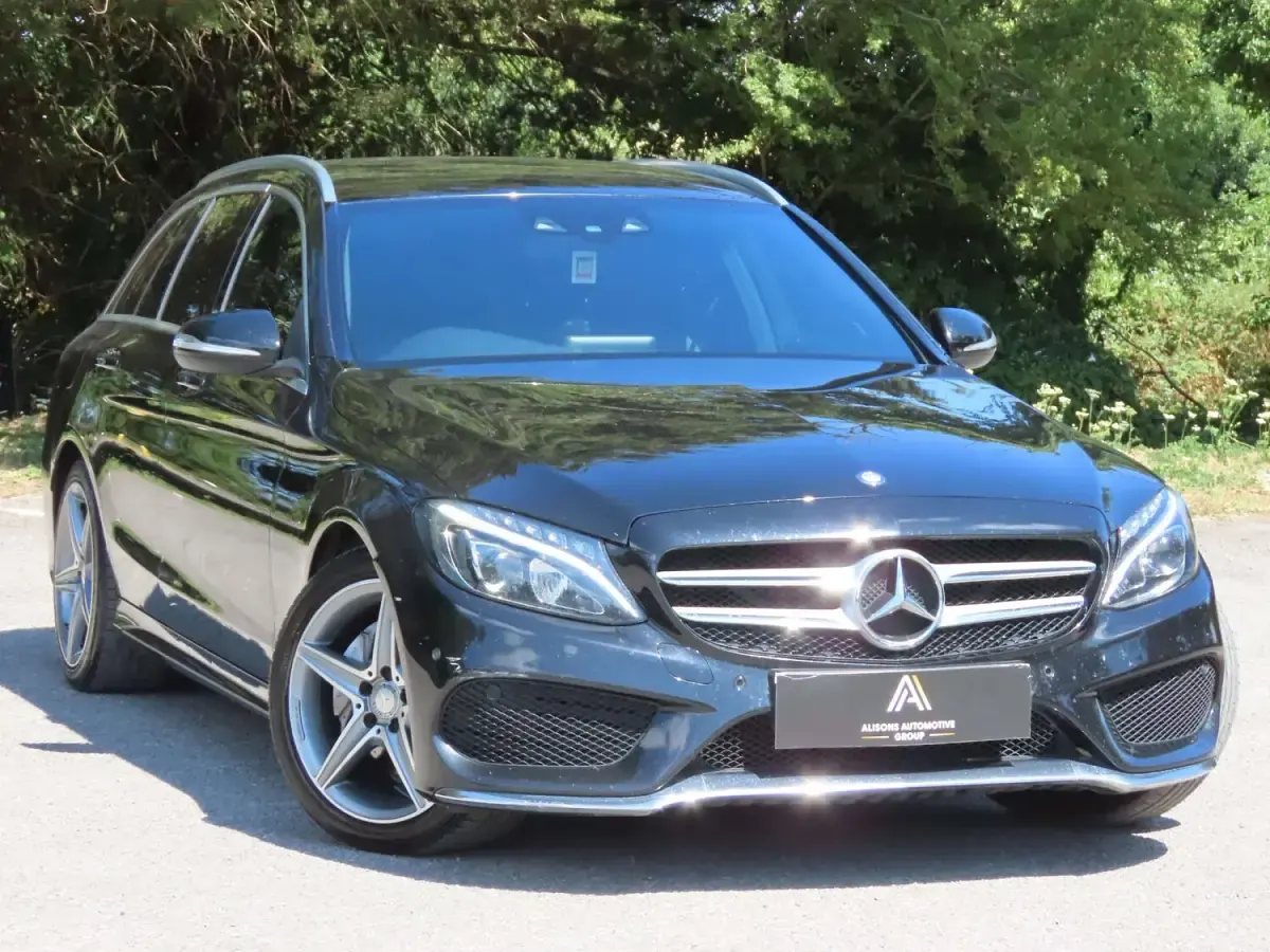 Used Mercedes C220 AMG line 170 HP (125 kW) 2015 Black Estate