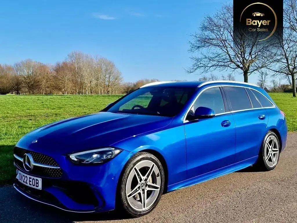Used Mercedes C200 AMG line 204 HP (150 kW) 2022 Blue Estate
