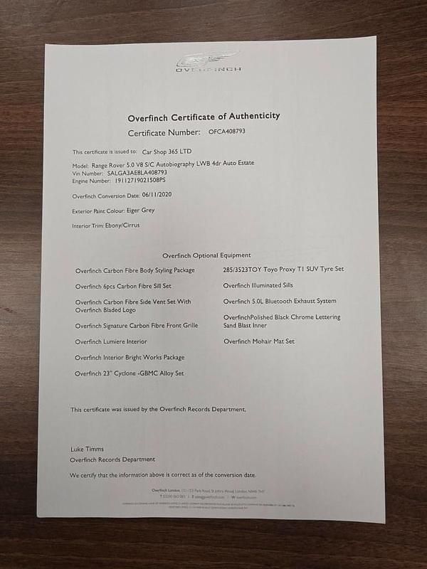 Used Land Rover Range Rover Autobiography 525 HP (386 kW) 2020 Grey SUV