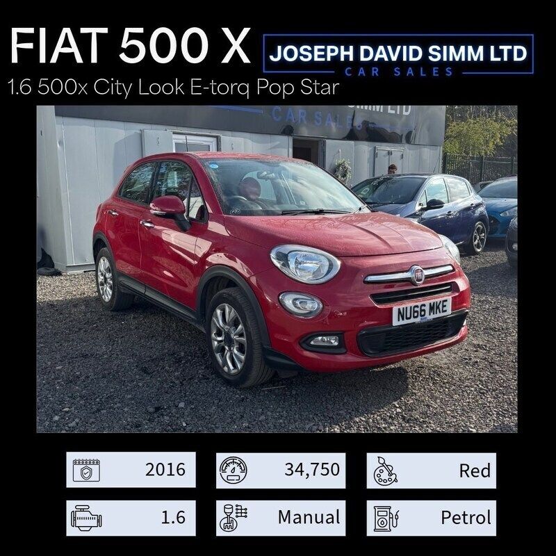 Red Used 2016 Fiat 500X City Look SUV | £7,399 (Fair price) - Image 1/4