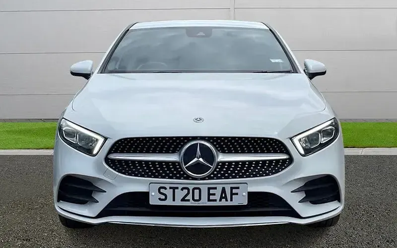 Used Mercedes A250 AMG line 218 HP (160 kW) 2020 White Hatchback