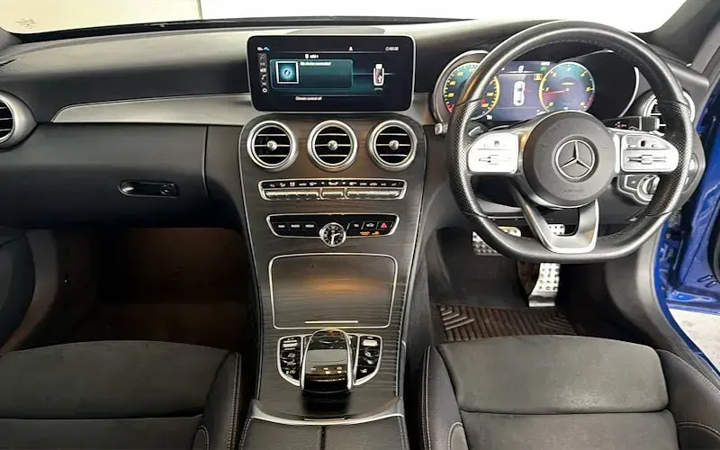 Used Mercedes C300 AMG line 245 HP (180 kW) 2019 Blue Coupe