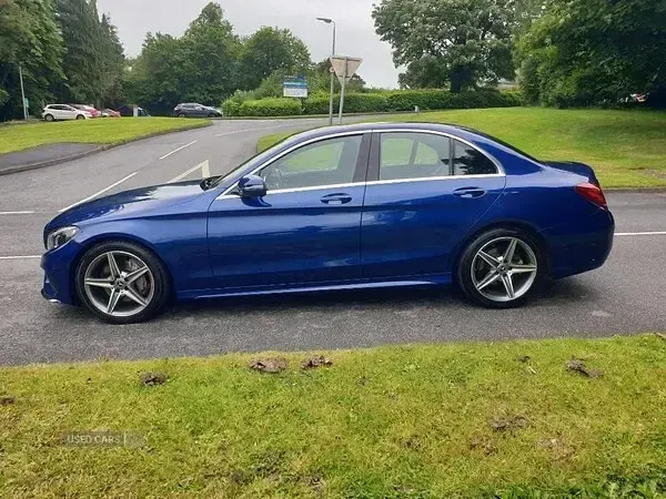 Used Mercedes C220 AMG line 170 HP (125 kW) 2018 Blue Sedan