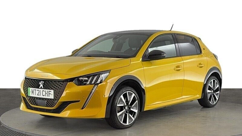 Yellow Used 2021 Peugeot e-208 GT Hatchback | £10,970 (Super price) - Image 1/4