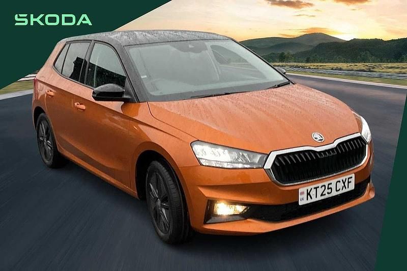 Used Skoda Fabia Design Edition 85 HP (62 kW) 2025 Phoenix orange metallic black magic pearl effect Hatchback