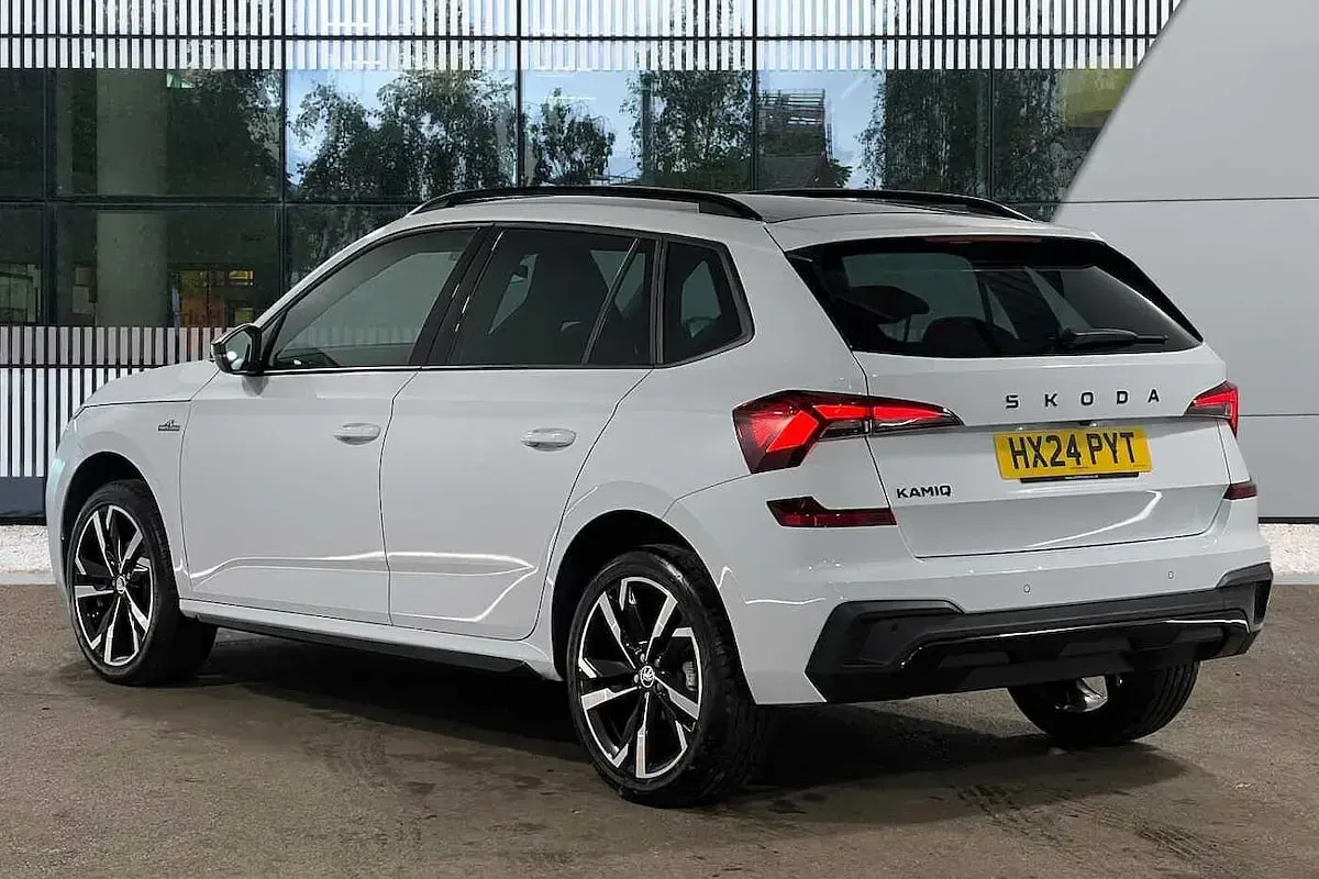 Used Skoda Kamiq Monte Carlo 85 HP (62 kW) 2024 Moon white metallic SUV