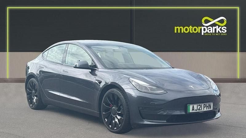 Grey metallic Used 2021 Tesla Model 3 Performance Sedan | £20,500 (Fair price) - Image 1/4
