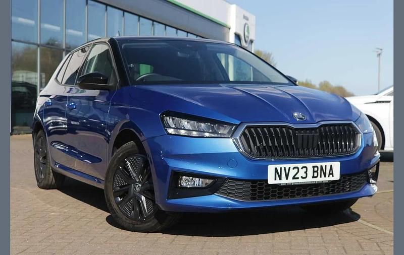 Used Skoda Fabia Colour Edition 94 HP (69 kW) 2023 Race blue metallic black body / magic pearl effect roof Hatchback