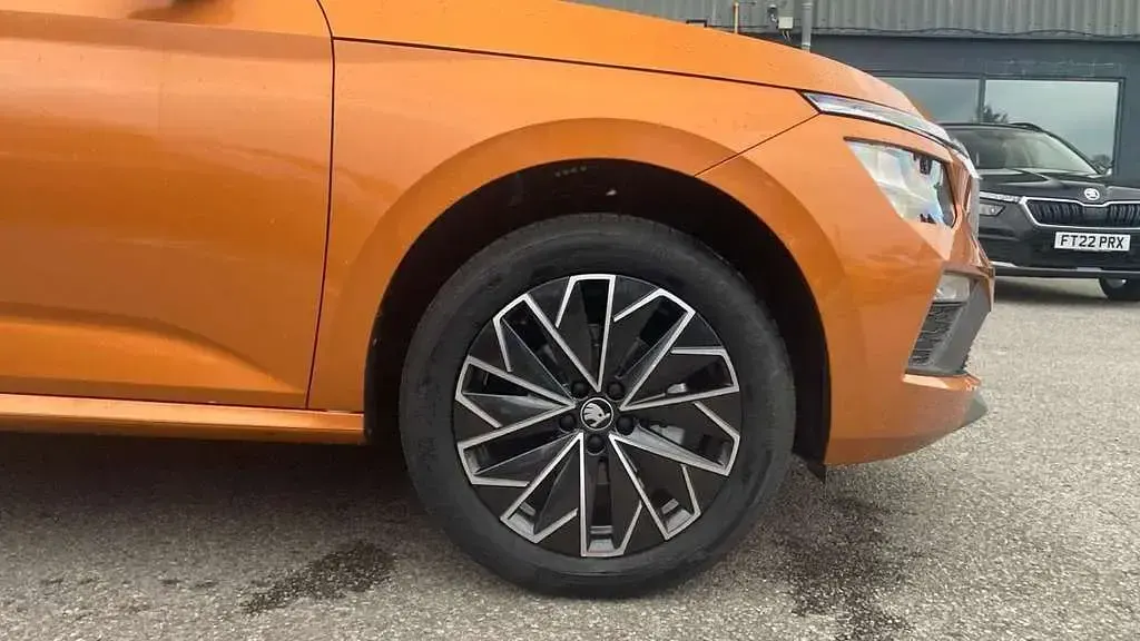 Used Skoda Kamiq Design Edition 116 HP (85 kW) 2026 Phoenix orange metallic black magic pearl effect SUV