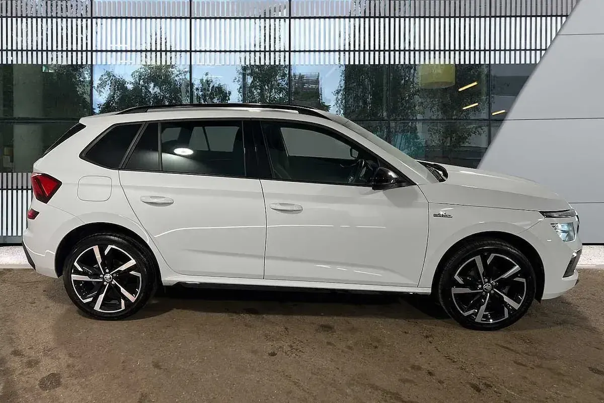 Used Skoda Kamiq Monte Carlo 85 HP (62 kW) 2024 Moon white metallic SUV