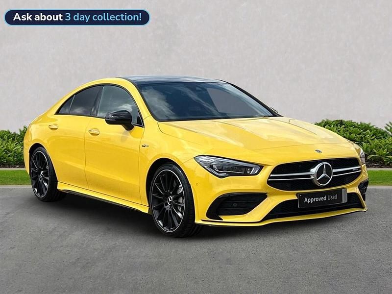 Yellow Used 2023 Mercedes CLA35 AMG Premium Plus Coupe | £35,099 (Fair price) - Image 1/4