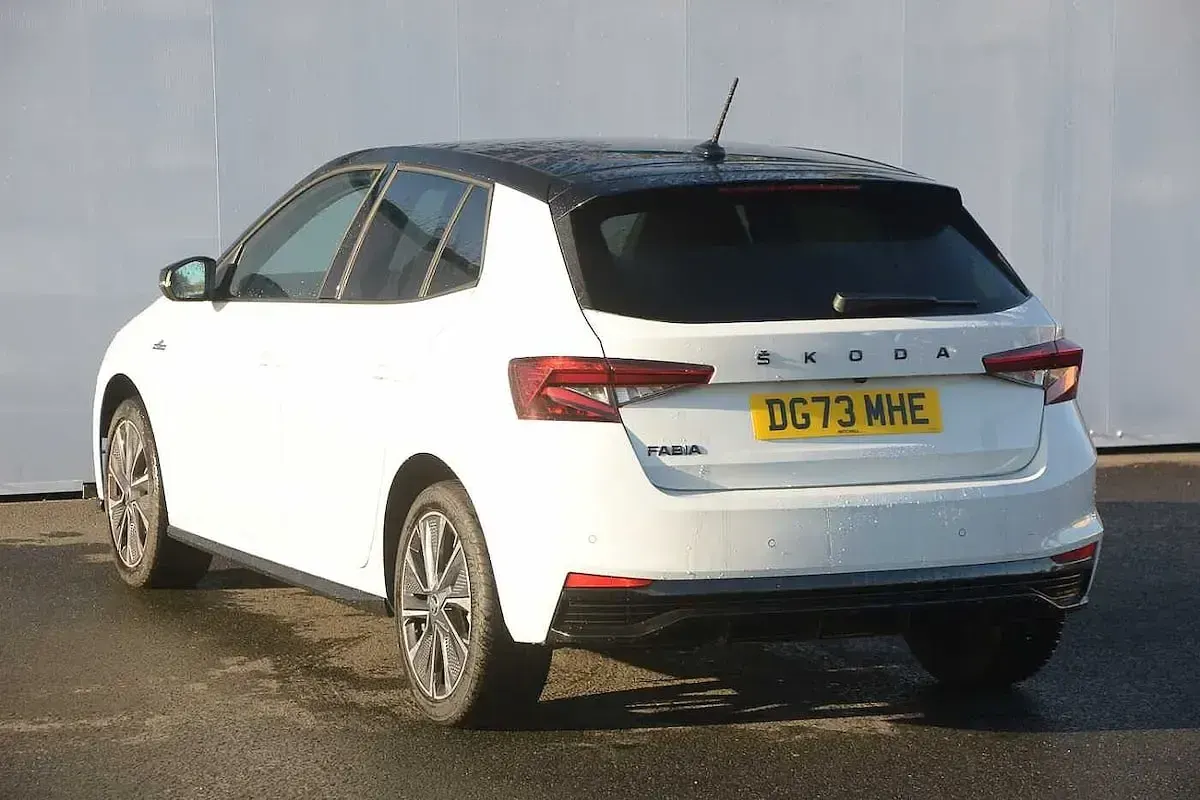 Used Skoda Fabia Monte Carlo 147 HP (108 kW) 2023 Moon white metallic body / black magic pearl effect roof Hatchback