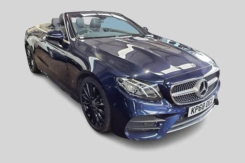 Used Mercedes E220 AMG line 194 HP (142 kW) 2018 Blue Cabriolet
