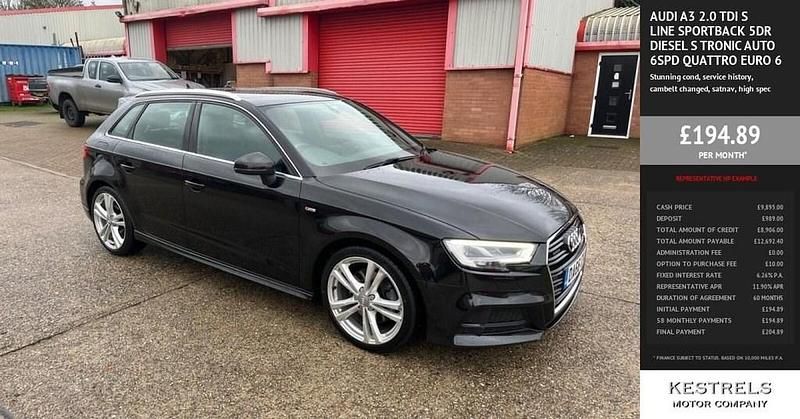 Black Used 2016 Audi A3 Sportback S-Line Hatchback | £9,895 (Good price) - Image 1/4