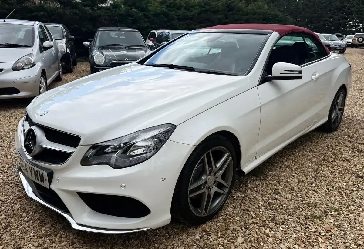 Used Mercedes E220 AMG line 174 HP (127 kW) 2014 White Cabriolet