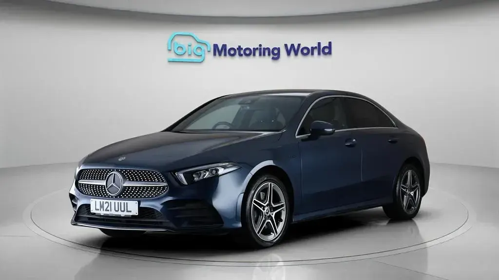 Used Mercedes A250 AMG line 259 HP (190 kW) 2021 Blue Sedan