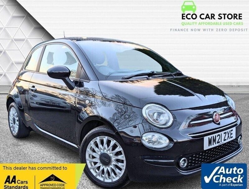 Black Used 2021 Fiat 500 Lounge Hatchback | £8,495 (Fair price) - Image 1/2