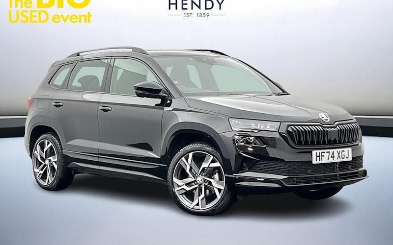 Black magic pearl effect Used 2024 Skoda Karoq SportLine SUV | £29,299 (Fair price) - Image 1/4