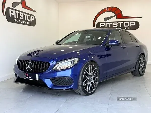 Used Mercedes C220 AMG line 170 HP (125 kW) 2017 Blue Sedan