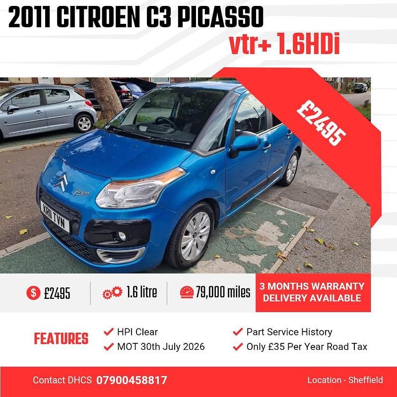 Blue Used 2011 Citroën C3 Picasso VTR Sport MPV | £2,495 (Fair price) - Image 1/4