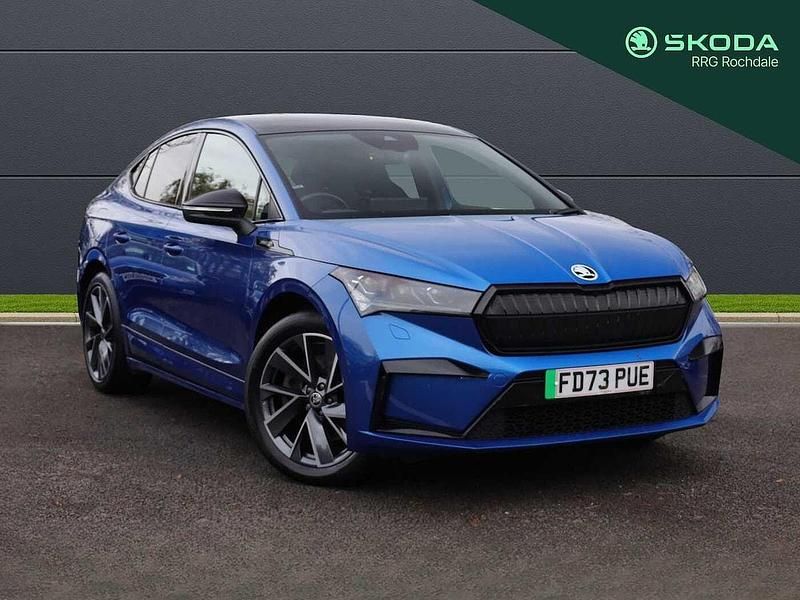 Race blue metallic Used 2023 Skoda Enyaq iV SportlinePlus SUV | £25,900 (Super price) - Image 1/4