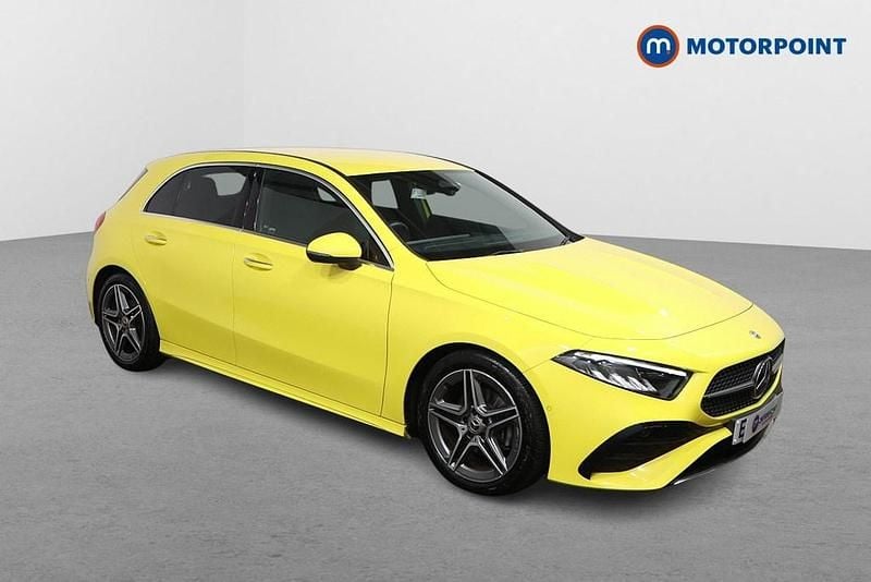 Yellow Used 2023 Mercedes A180 AMG Line Premium Hatchback | £22,449 (Fair price) - Image 1/4
