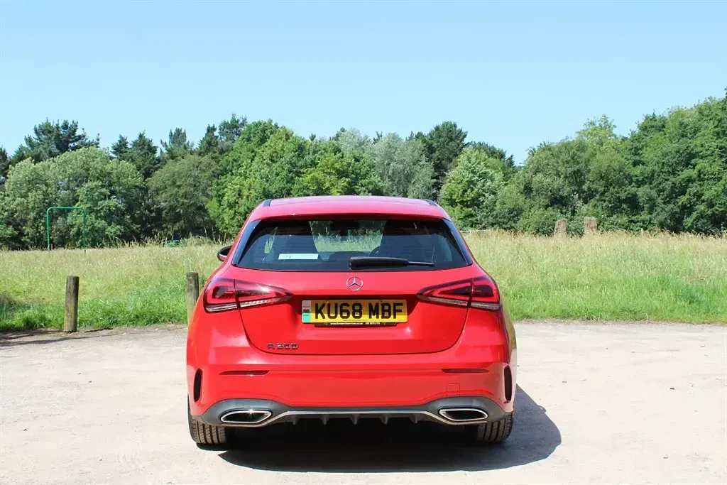 Used Mercedes 200 AMG line 160 HP (117 kW) 2018 Red Hatchback