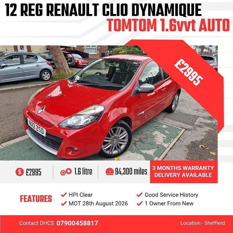 Red Used 2012 Renault Clio IV Dynamique Hatchback | £2,995 (Super price) - Image 1/4