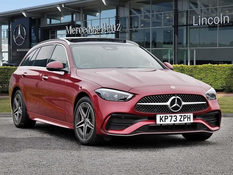 Red Used 2023 Mercedes C300e AMG Line Premium Plus Estate | £36,499 (Fair price) - Image 1/4
