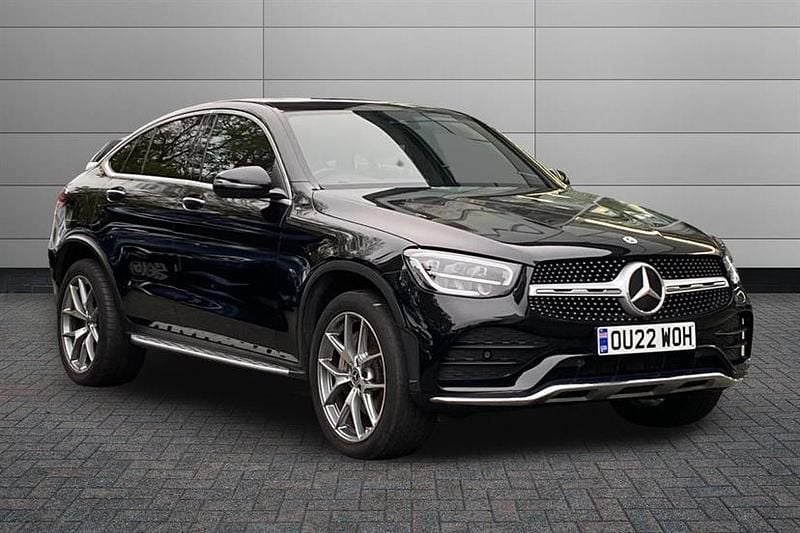 Obsidian black Used 2022 Mercedes GLC300e AMG line Coupe | £40,495 (Expensive) - Image 1/4