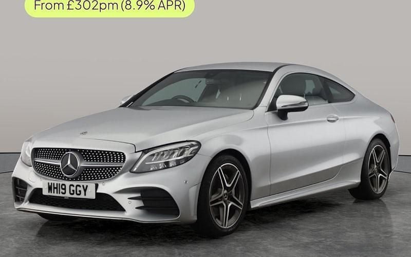 Used Mercedes C200 AMG line 198 HP (145 kW) 2019 Silver Coupe