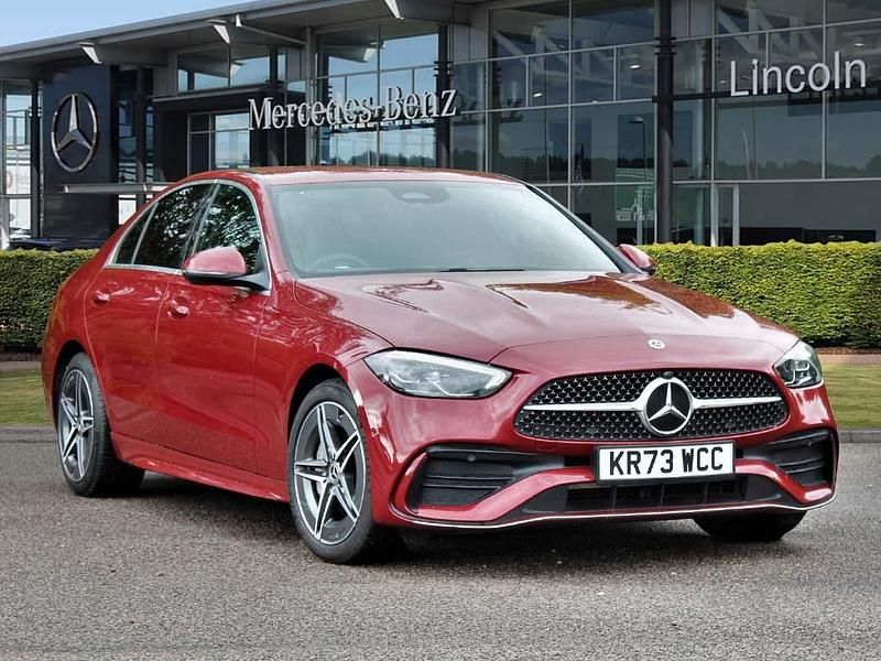 Red Used 2023 Mercedes C300e AMG line Sedan | £31,248 (A bit pricey) - Image 1/4