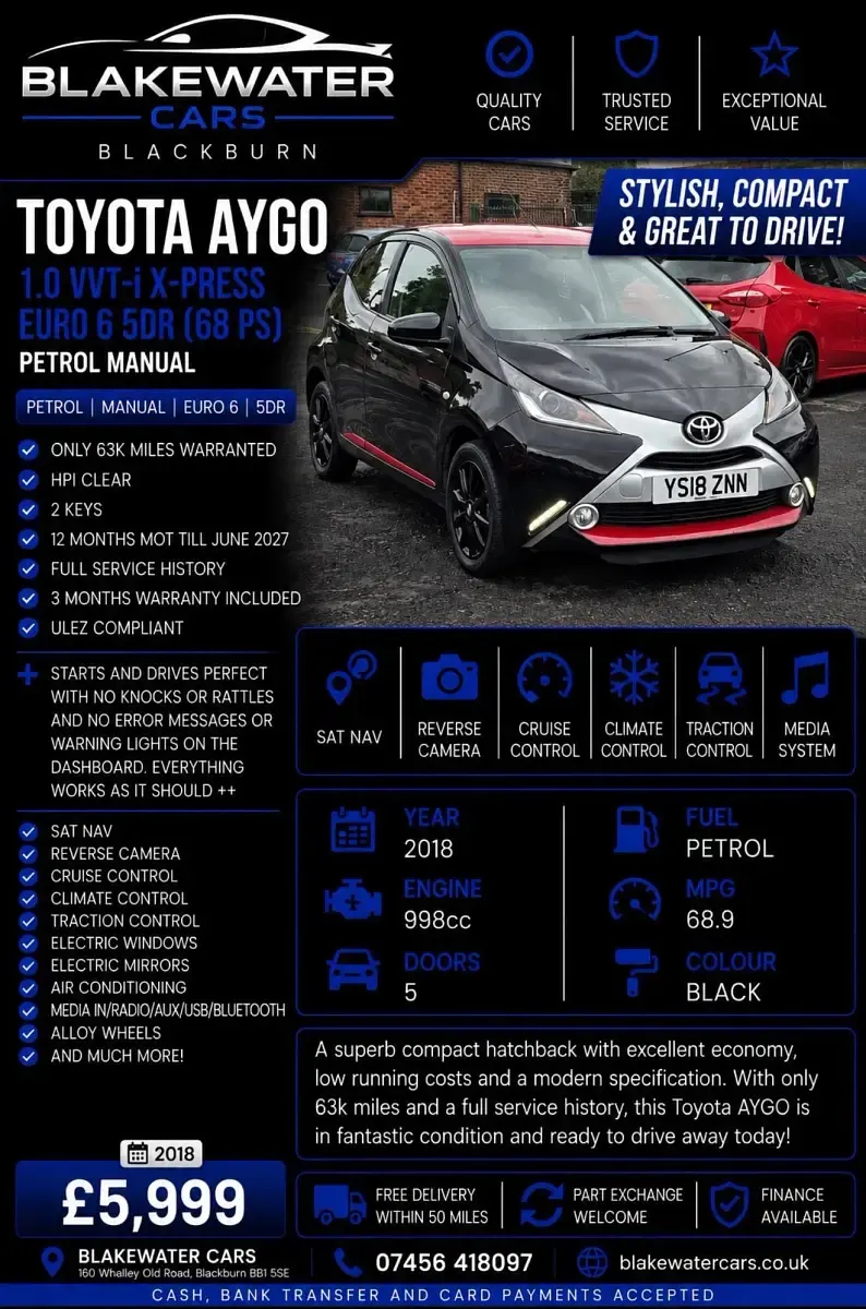 Used Toyota Aygo x-press 2018 Black Hatchback
