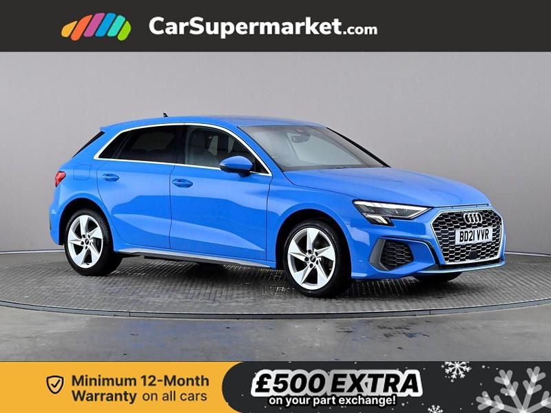 Blue Used 2021 Audi A3 e-tron S-Line Hatchback | £15,497 (Fair price) - Image 1/3