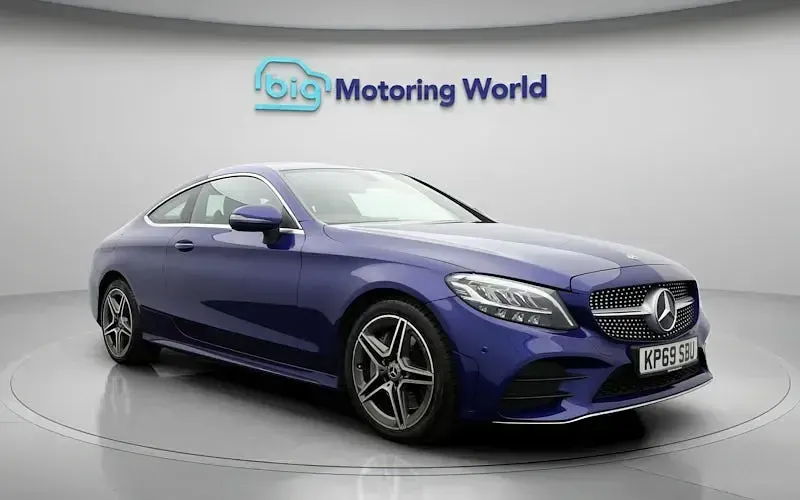Used Mercedes C300 AMG line 258 HP (189 kW) 2019 Blue Coupe