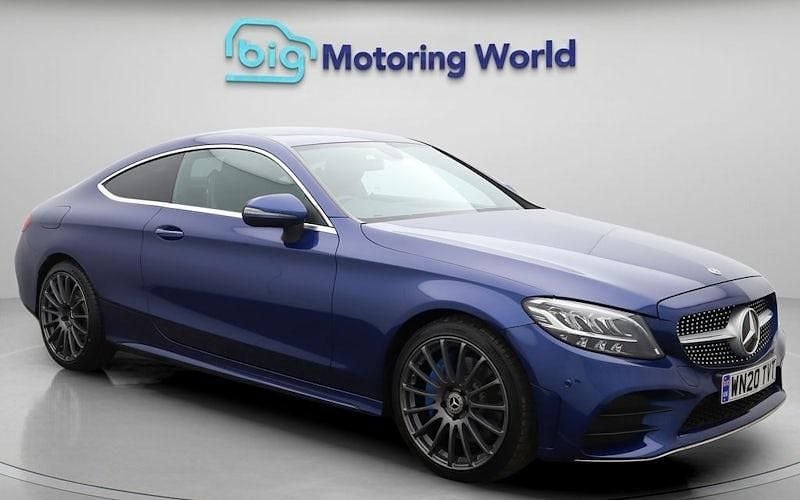 Used Mercedes C300 AMG line 245 HP (180 kW) 2020 Blue Coupe