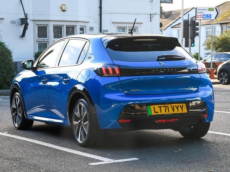 Blue Used 2021 Peugeot e-208 GT Hatchback | £14,396 (Fair price) - Image 1/4