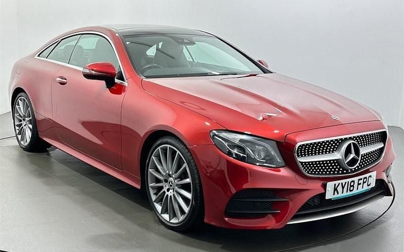 Used Mercedes E220 AMG Line Premium Plus 194 HP (142 kW) 2018 Red Coupe