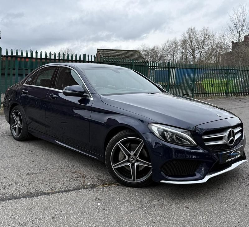 Used Mercedes C220 AMG line 170 HP (125 kW) 2017 Blue Sedan