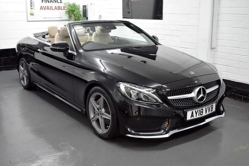 Used Mercedes C200 AMG line 184 HP (135 kW) 2018 Black Cabriolet
