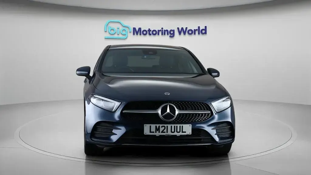 Used Mercedes A250 AMG line 259 HP (190 kW) 2021 Blue Sedan