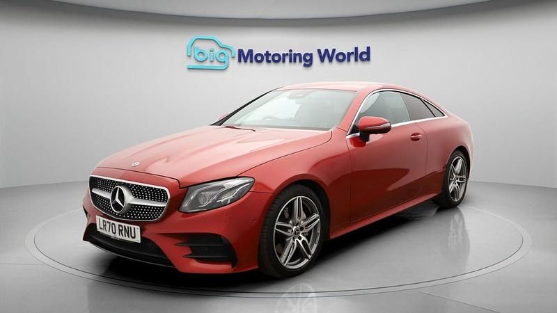 Used Mercedes E220 AMG line 191 HP (140 kW) 2020 Red Coupe
