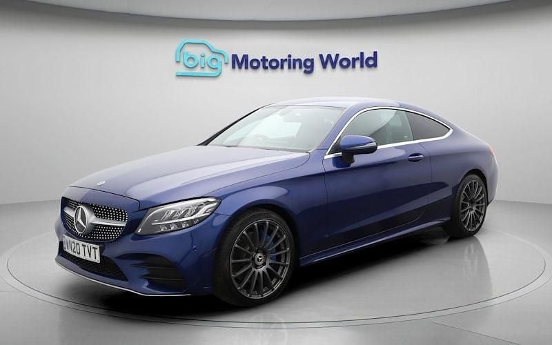 Used Mercedes C300 AMG line 245 HP (180 kW) 2020 Blue Coupe