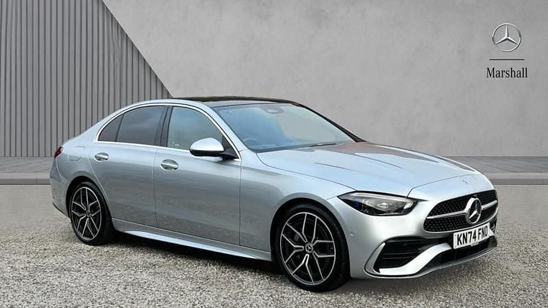 Metallic paint hightech silver Used 2024 Mercedes C300 AMG Line Premium Plus Sedan | £36,480 (Expensive) - Image 1/4
