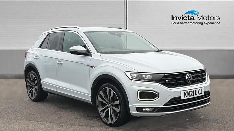 White silver metallic Used 2021 VW T-Roc R-line SUV | £20,000 (Good price) - Image 1/4