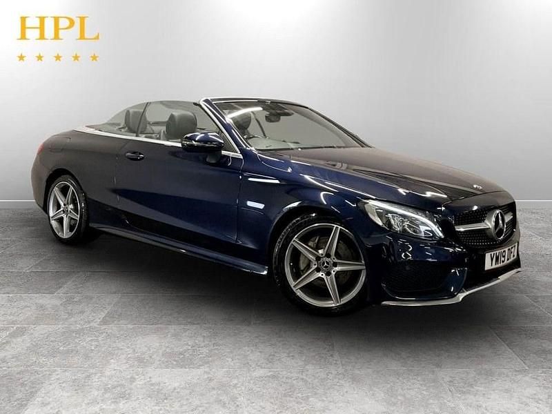 Used Mercedes C220 AMG line 170 HP (125 kW) 2019 Blue Cabriolet