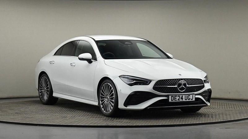 Digital white metallic finish Used 2024 Mercedes CLA180 AMG line Sedan | £29,300 (Super price) - Image 1/4