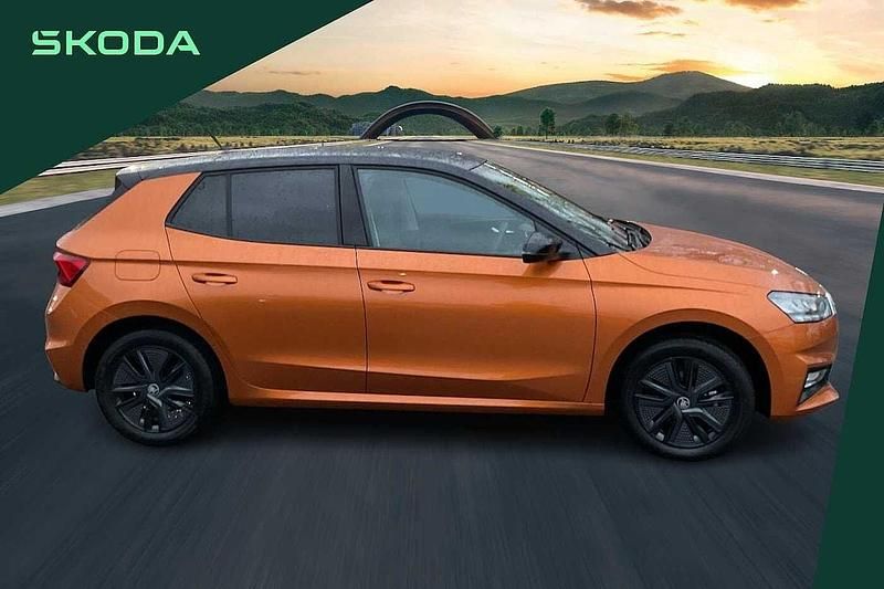 Used Skoda Fabia Design Edition 85 HP (62 kW) 2025 Phoenix orange metallic black magic pearl effect Hatchback