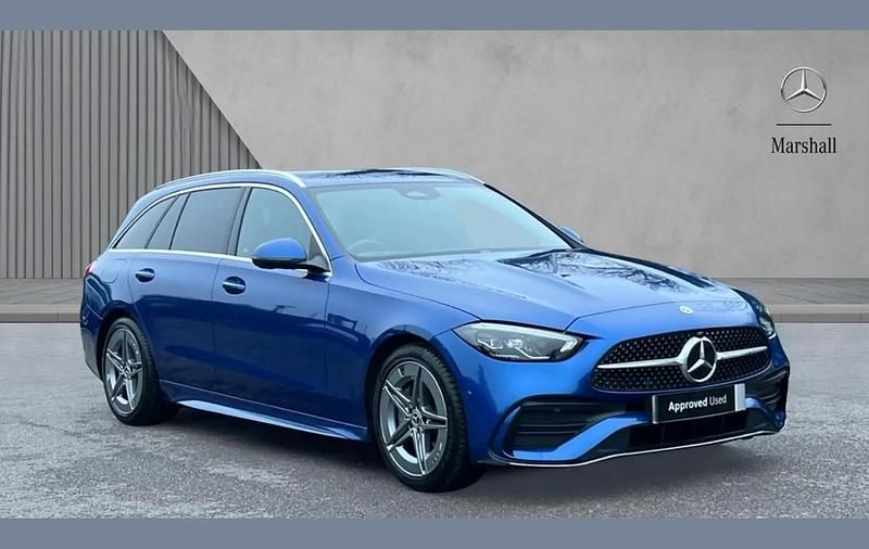 Used Mercedes C220 AMG line 200 HP (147 kW) 2023 Spectral blue metallic Estate